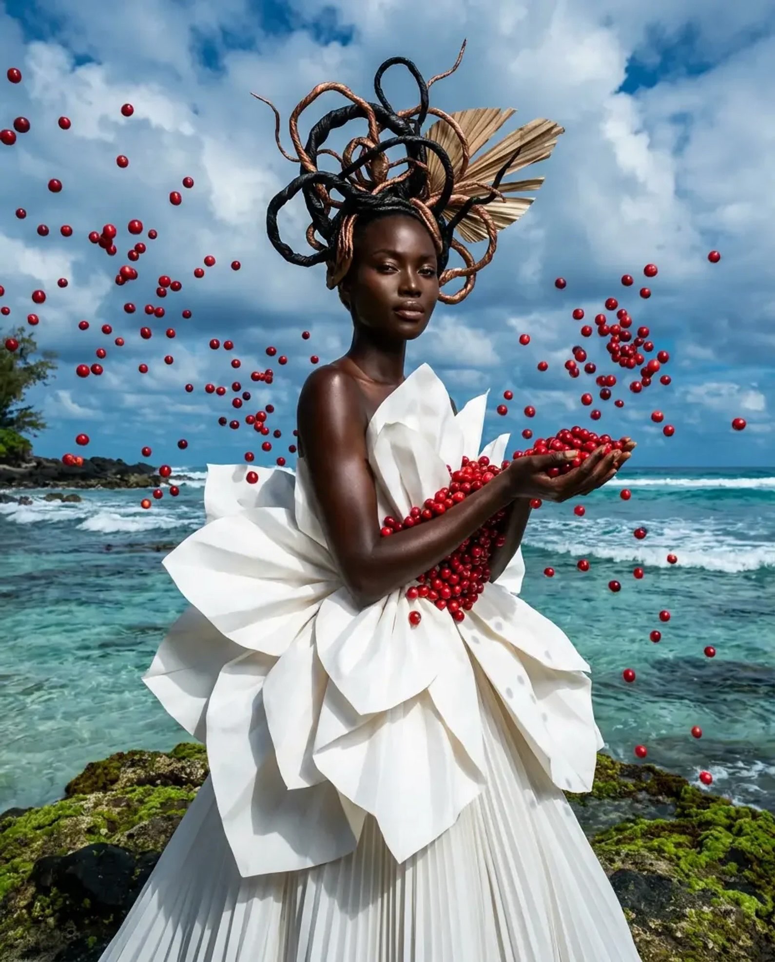 Concept composite photography — desert pleated wrap sculptural braids editorial by HiDef Pixel